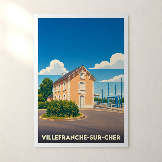Affiche Villefranche-sur-Cher – sans cadre, accrochée au mur