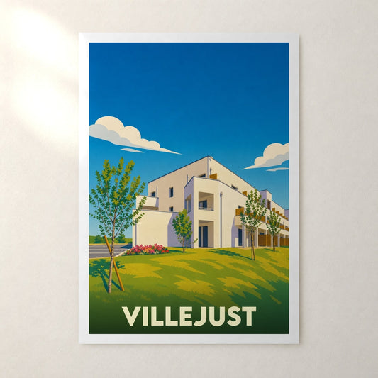 Affiche Villejust – sans cadre, accrochée au mur