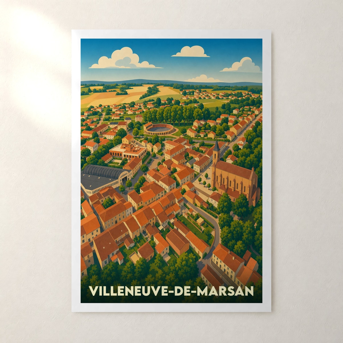 Affiche Villeneuve-de-Marsan – sans cadre, accrochée au mur