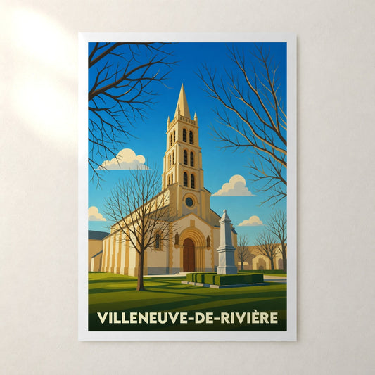 Affiche Villeneuve-de-Rivière – sans cadre, accrochée au mur