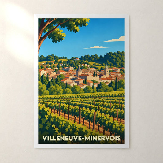 Affiche Villeneuve-Minervois – sans cadre, accrochée au mur