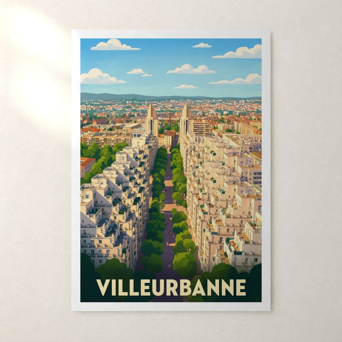 Affiche Villeurbanne – sans cadre, accrochée au mur