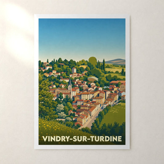 Affiche Vindry-sur-Turdine – sans cadre, accrochée au mur