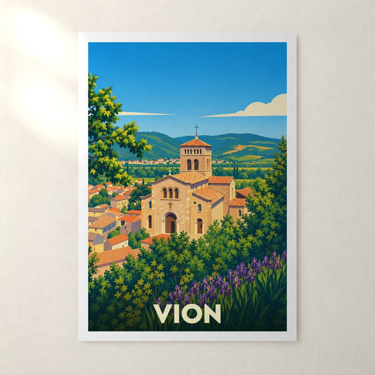 Affiche Vion (Ardèche) – sans cadre, accrochée au mur