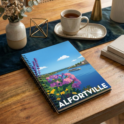 Carnet souvenir de la ville d'Alfortville avec une illustration stylisée.