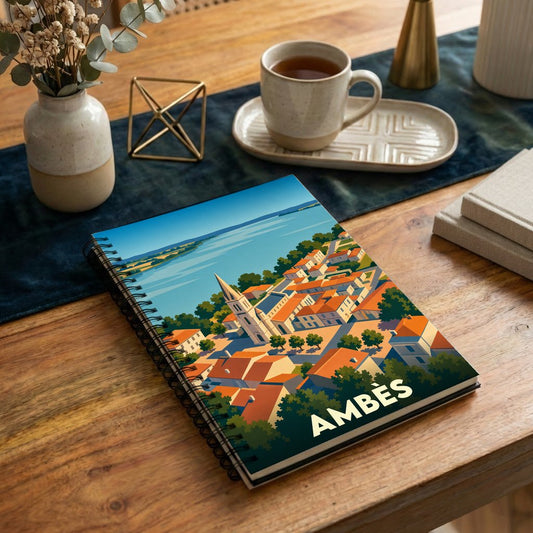 Carnet souvenir de la ville d'Ambès avec une illustration stylisée.