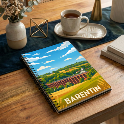Carnet souvenir de la ville de Barentin avec une illustration stylisée de son célèbre viaduc.