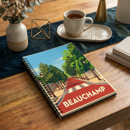 Carnet souvenir de la ville de Beauchamp avec une illustration stylisée.