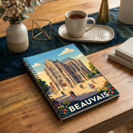 Carnet souvenir de la ville de Beauvais orné d'une illustration stylisée de sa cathédrale.