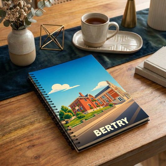 Carnet à spirales souvenir de la ville de Bertry avec une illustration stylisée.