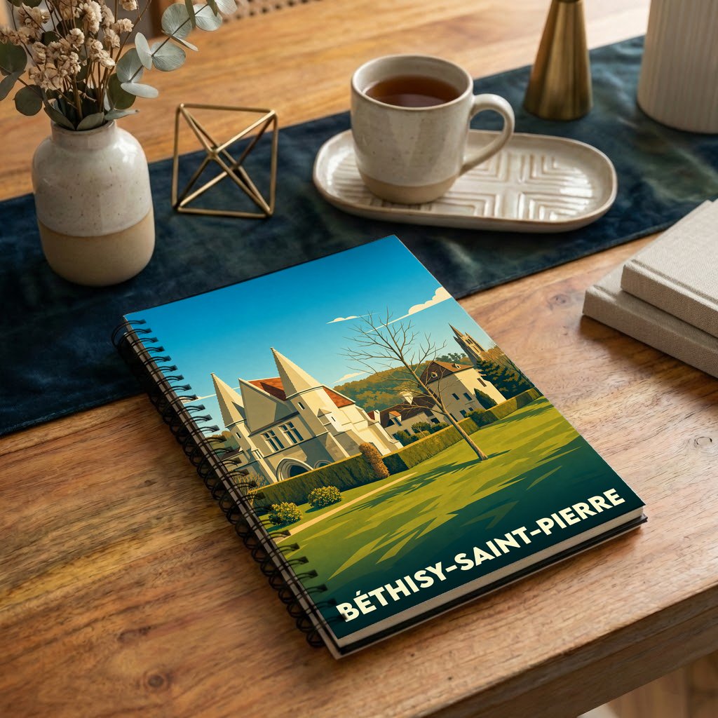 Carnet souvenir de la ville de Béthisy-Saint-Pierre avec une illustration stylisée.