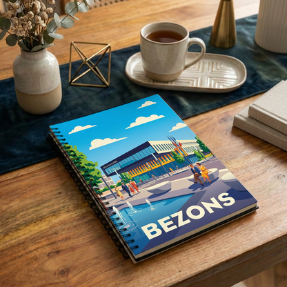Carnet souvenir de la ville de Bezons avec une illustration stylisée.