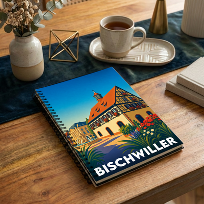 Carnet souvenir de la ville de Bischwiller avec une illustration stylisée.