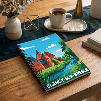Carnet souvenir de la ville de Blangy-sur-Bresle avec une illustration stylisée.