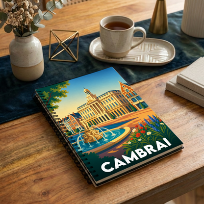 Carnet souvenir de la ville de Cambrai avec une illustration stylisée.