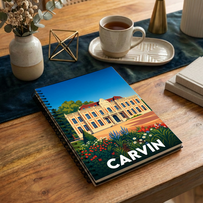 Carnet souvenir de la ville de Carvin avec une illustration stylisée.