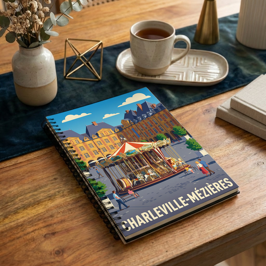 Carnet souvenir de la ville de Charleville-Mézières avec une illustration stylisée.