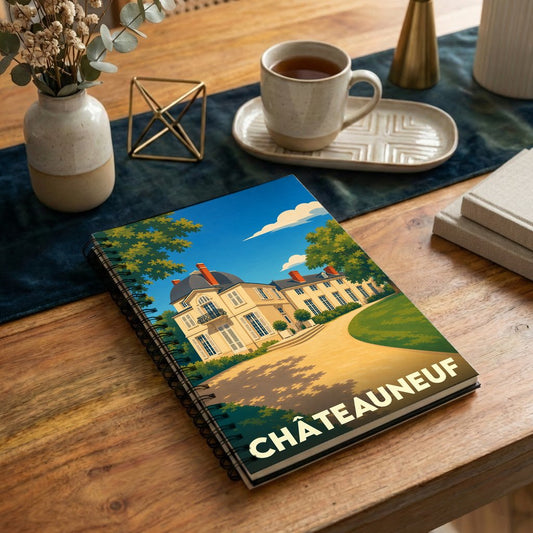 Carnet souvenir de la ville de Châteauneuf avec une illustration stylisée.
