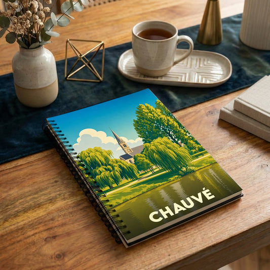 Carnet souvenir de la ville de Chauvé avec une illustration stylisée.