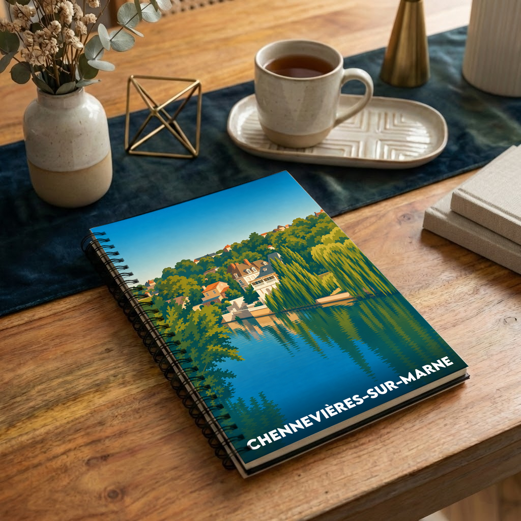 Carnet souvenir de la ville de Chennevières-sur-Marne avec une illustration stylisée.