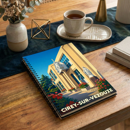 Carnet souvenir de la ville de Cirey-sur-Vezouze avec une illustration stylisée.