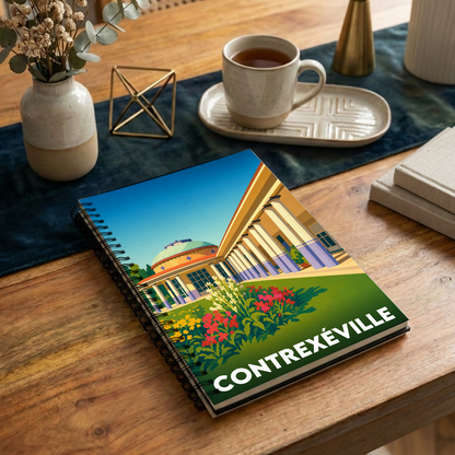 Carnet souvenir de la ville de Contrexéville avec une illustration stylisée.