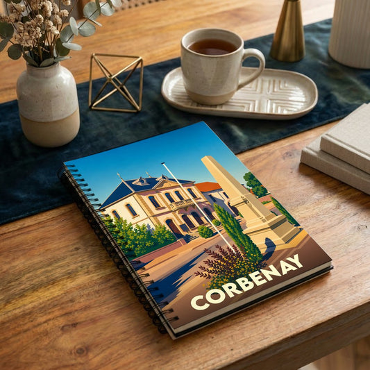 Carnet souvenir de la ville de Corbenay avec une illustration stylisée.