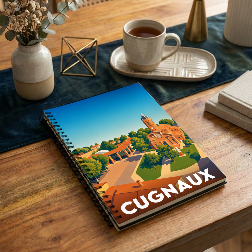 Carnet souvenir de la ville de Cugnaux avec une illustration stylisée.