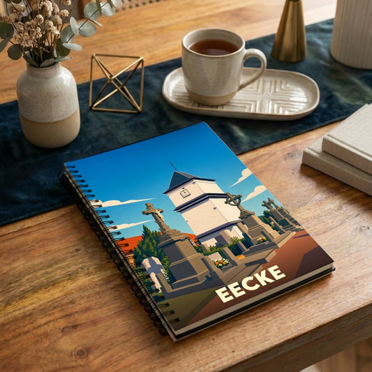 Carnet souvenir de la ville de Eecke avec une illustration stylisée.