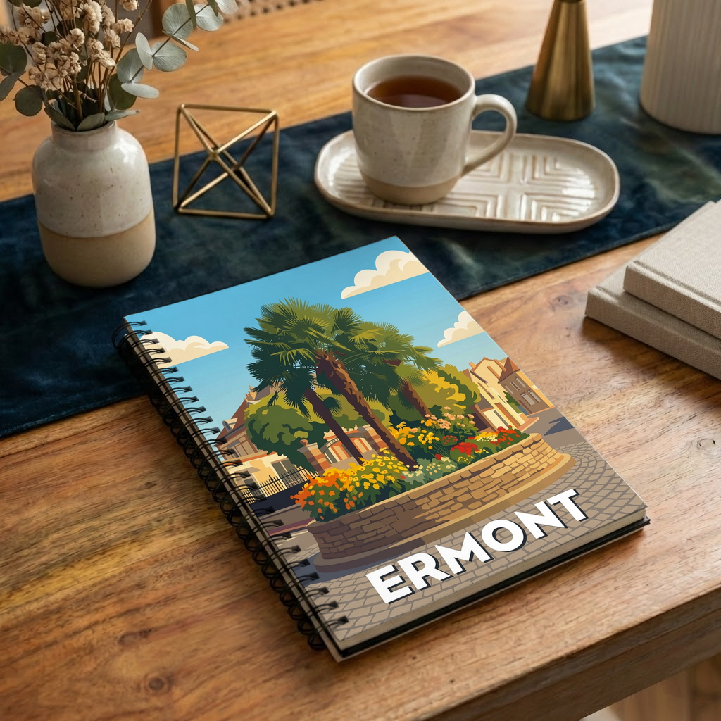 Carnet souvenir de la ville d'Ermont avec une illustration stylisée.