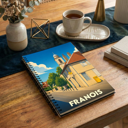 Carnet de notes souvenir de la ville de Franois avec une illustration stylisée.