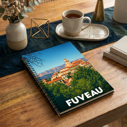 Carnet souvenir de la ville de Fuveau avec une illustration stylisée.