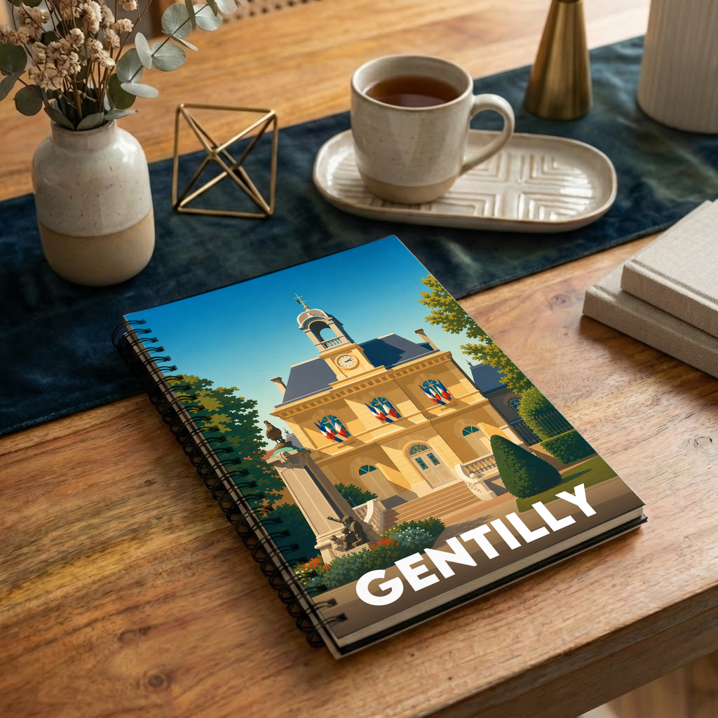 Carnet souvenir de la ville de Gentilly avec une illustration stylisée.