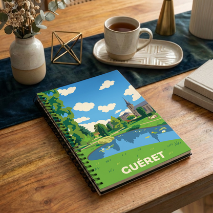 Carnet souvenir de la ville de Guéret avec une illustration stylisée.