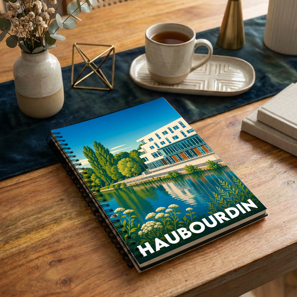 Carnet souvenir de la ville de Haubourdin avec une illustration stylisée.