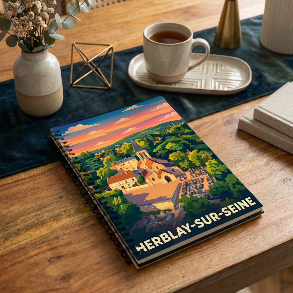 Carnet souvenir de la ville de Herblay-sur-Seine avec une illustration stylisée.