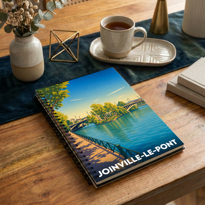Carnet souvenir de la ville de Joinville-le-Pont avec une illustration stylisée et colorée.