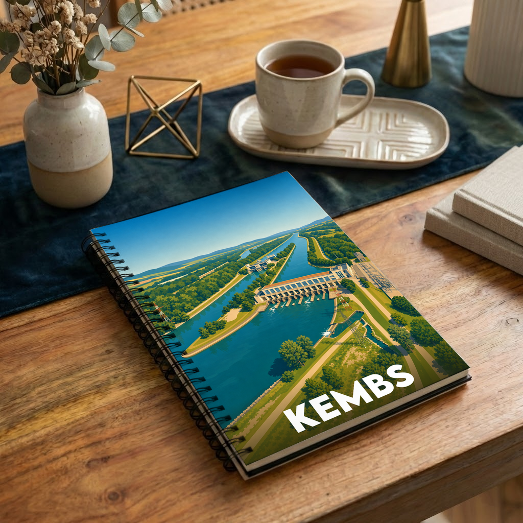 Carnet souvenir de la ville de Kembs avec une illustration stylisée.