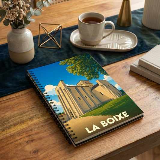 Carnet souvenir de la ville de La Boixe avec une illustration stylisée.