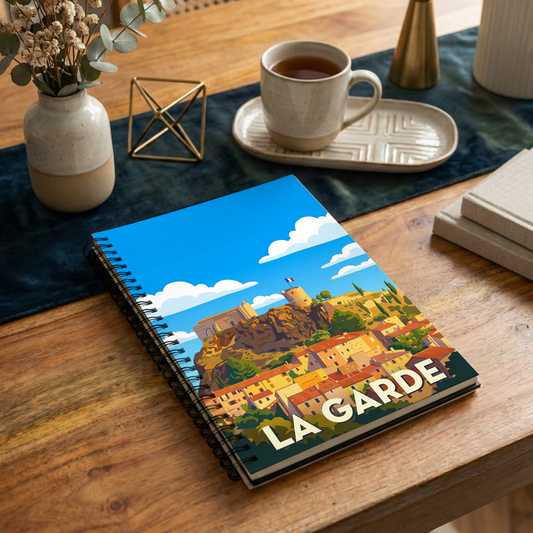 Carnet souvenir de la ville de La Garde avec une illustration stylisée.