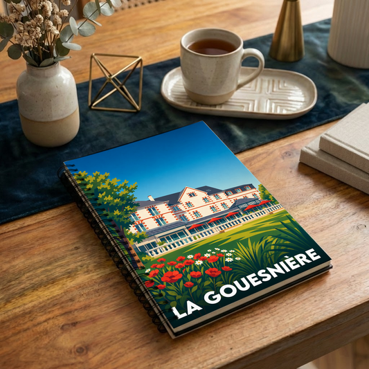 Carnet souvenir de la ville de La Gouesnière avec une illustration stylisée.