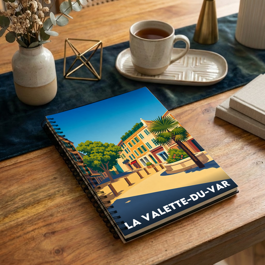 Carnet souvenir de la ville de La Valette-du-Var orné d'une illustration graphique stylisée.
