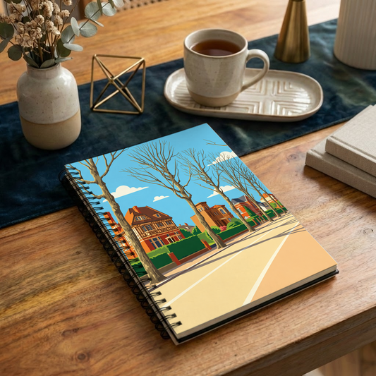 Carnet souvenir de la ville de Lambersart avec une illustration stylisée de ses villas typiques.