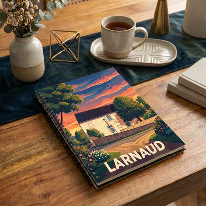 Carnet souvenir de la ville de Larnaud avec une illustration stylisée.