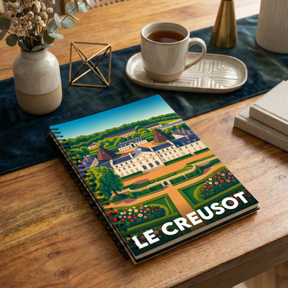 Carnet souvenir de la ville du Creusot avec une illustration stylisée.
