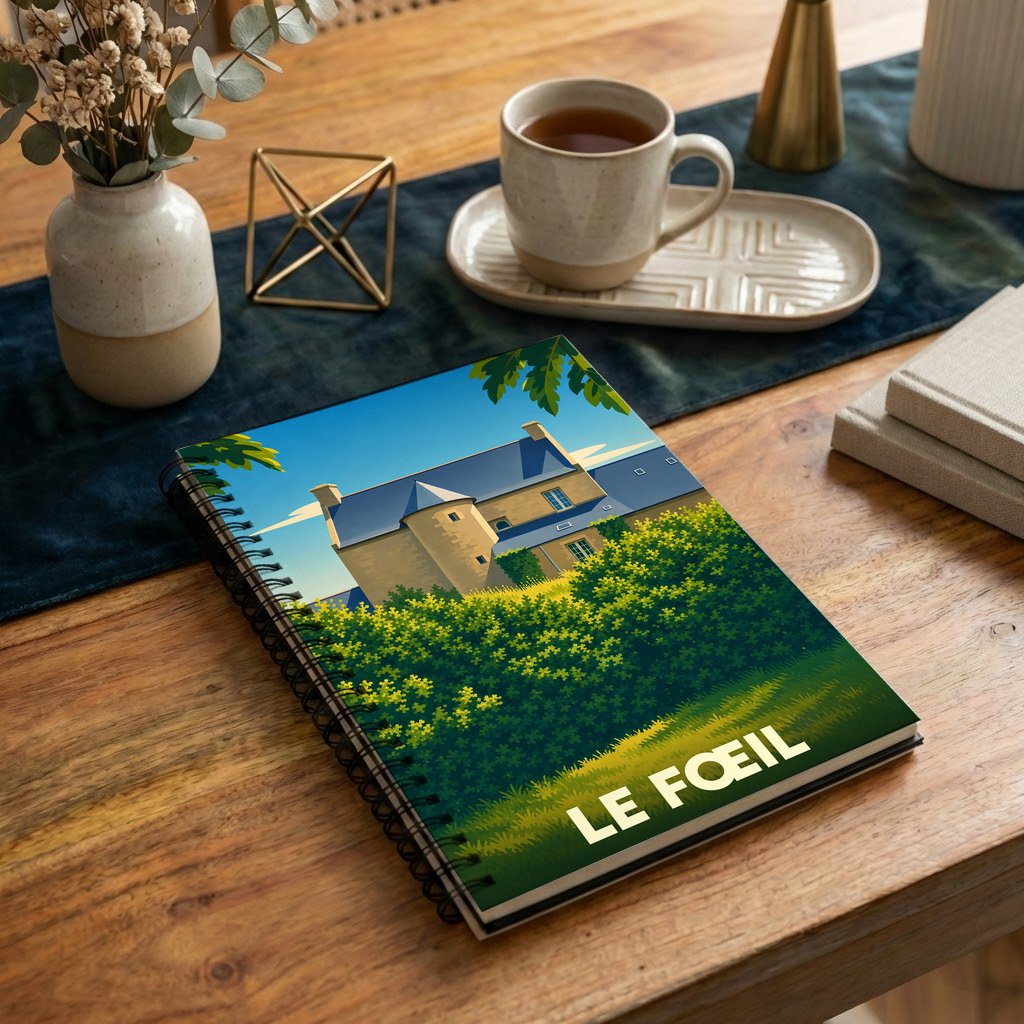 Carnet souvenir de la ville de Le Fœil avec une illustration stylisée.