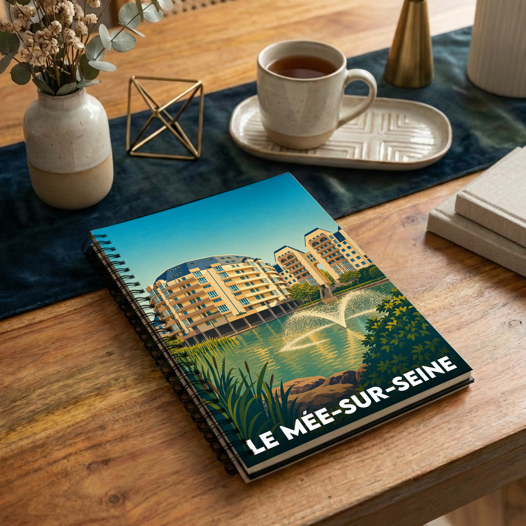 Carnet souvenir de la ville de Le Mée-sur-Seine avec une illustration stylisée.