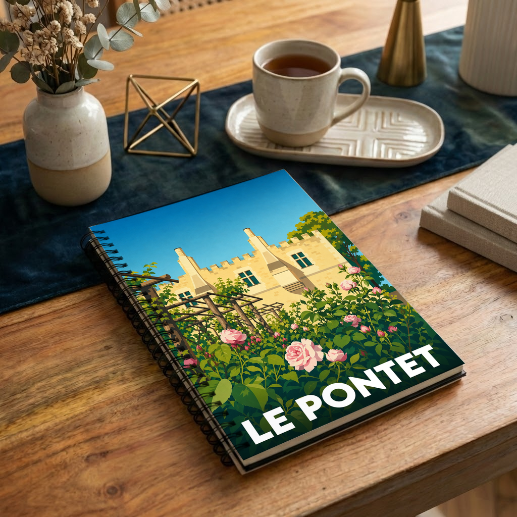 Carnet souvenir de la ville de Le Pontet avec une illustration stylisée.