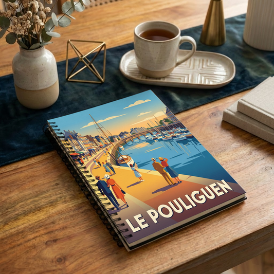 Carnet souvenir de la ville de Le Pouliguen avec une illustration stylisée du port.