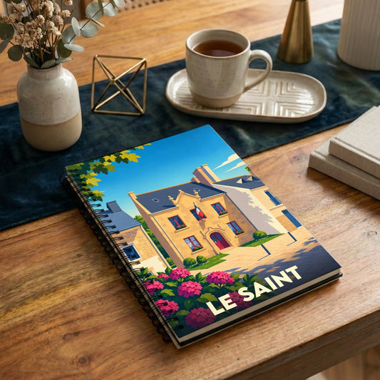 Carnet souvenir de la ville de Le Saint avec une illustration stylisée.